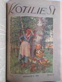 Kotiliesi sidottu vuosikerta 1929 Kansikuvituksia aikansa taitelijoilta mm. Maria Wiik, Viktor Westerholm, Santeri Salokivi ym. - Suomen kotitalousväen lehti