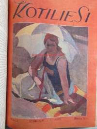 Kotiliesi sidottu vuosikerta 1929 Kansikuvituksia aikansa taitelijoilta mm. Maria Wiik, Viktor Westerholm, Santeri Salokivi ym. - Suomen kotitalousväen lehti