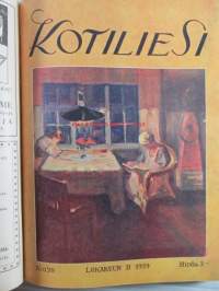 Kotiliesi sidottu vuosikerta 1929 Kansikuvituksia aikansa taitelijoilta mm. Maria Wiik, Viktor Westerholm, Santeri Salokivi ym. - Suomen kotitalousväen lehti