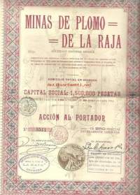 Minas de Plomo = de la Raja, Granada  1912 - osakekirja , lyijykaivos Espania