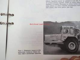 Volvo BM Maansiirtodumpperit ja maastoalustat tuotetietokansio konemyyjille 1973, sisältää tietoa malleista, mottoreista, voimansiirrosta, varusteista,