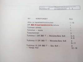 Volvo BM Maansiirtodumpperit ja maastoalustat tuotetietokansio konemyyjille 1973, sisältää tietoa malleista, mottoreista, voimansiirrosta, varusteista,