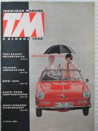 Tekniikan Maailma 1962 nr 9, sisältää mm. seur. artikkelit / kuvat / mainokset; Kannessa BMW 1500, Kaukosäätölaite, Mäin tehdään siirtokuvat,