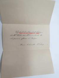 Bjudes förbindligast att lördagen den 18. Oktober 1873 kl. 8 1/2 e.m. dricka the och passera aftonen å Kuppis. Maria Antoinette Tennberg -kutsu illanviettoon