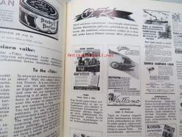Mainostaja 1938 sidottu vuosikerta, numeroitu 47 / 200, Mainostoimisto Erva-Latval Oy:n asiakaslehti, sisällysluettelo näkyy kuvissa kokonaisuudessaan,