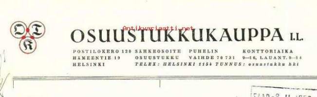 OTK Osuustukkukauppa  1956 - firmalomake