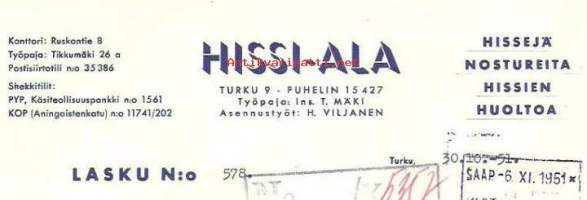 Hissi-Ala, Turku  1951 - firmalomake