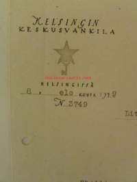Helsingin keskusvankila, Helsingissä 8. elokuuta 1929 - lasku asiakirja