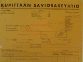 Kupittaan Saviosakeyhtiö, Turku 27.4. 1943 - asiakirja