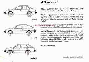 Datsun Nissan Sunny , mallisarja B11 , käyttöohjekirja