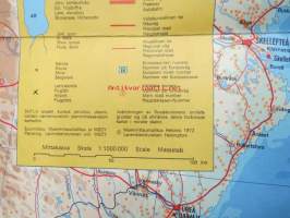 Uusi Suomen seinäkartta 1972 1:1 000 000 Nya väggkartan över Finland + erilinen paikannimihakemisto