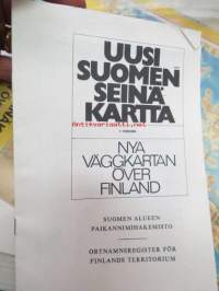 Uusi Suomen seinäkartta 1972 1:1 000 000 Nya väggkartan över Finland + erilinen paikannimihakemisto
