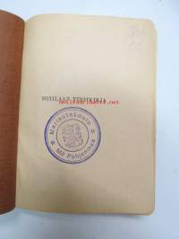 Sotilaan virsikirja 1930, leimattu &quot;Panssarilaiva Väinämöinen&quot;, nr 63 sekä myöhempi leimaus &quot;Miinalaiva Pohjanmaa&quot;