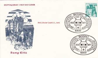 FDC Saksa Burgen Und Schlösser - Burg Eltz, 16.02.1977. 40 Pf. Linnat ja linnoitukset -käyttömerkkisarjaa