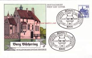 FDC Saksa Burgen Und Schlösser - Burg Wischering, 11.01.1979. 25 Pf.  Linnat ja linnoitukset -käyttömerkkisarjaa. Rullanauhamerkki