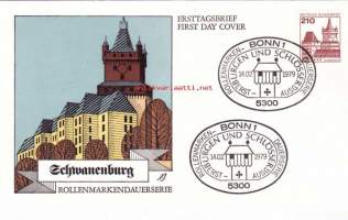 FDC Saksa Burgen Und Schlösser - Schloss Schwanenburg, 14.02.1979. 210 Pf.  Linnat ja linnoitukset -käyttömerkkisarjaa. Rullanauhamerkki