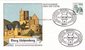 FDC Saksa Burgen Und Schlösser - Schloss Lichtenberg, 16.11.1978. 230 Pf.  Linnat ja linnoitukset -käyttömerkkisarjaa.