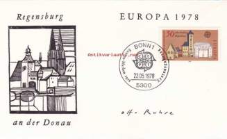 FDC Saksa - Europa Briefmarke Regensburg (an der Donau), 22.05.1978.  50 Pf. Vanha raatihuone/kaupungintalo