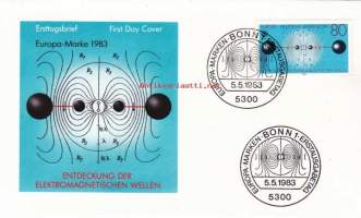 FDC Saksa - Europa-Marke , 05.05.1983.  80 Pf.  Entdeckung der Elektromagnetischen Wellen. Elektromagneettisten aaltojen löytyminen.