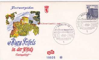 FDC Saksa Burg Trifels, Phaltz, 12.03.1965. 40 Pf. Bundespost Berlin. Saksan linnat -sarjaa