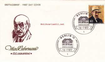 FDC Saksa - Max Liebermann (1847-1935), 18.07.1972.  Bundespost Berlin. 40 Pf