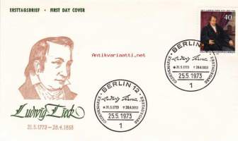 FDC Saksa - Ludwig Tieck (1773-1853), 25.05.1972.  Bundespost Berlin. 40 Pf