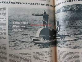 Tekniikan maailma 1965 nr 13,  elokuu sis. mm. seur. artikkelit / kuvat / mainokset;   TM-kesäkokeilua - Flymo ruohonleikkuri ja Tukialus Metos-Delfin, Koekuvissa