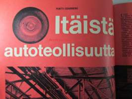 Tekniikan maailma 1965 nr 12 heinäkuu , sis. mm. seur. artikkelit / kuvat / mainokset;  Koekuvissa Blex P4, Koeajossa Vespa Super Sport ja Ford Cortina GT,