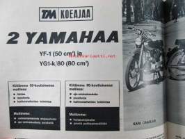 Tekniikan maailma 1965 nr 11, sis. mm. seur. artikkelit / kuvat / mainokset; Keveyttä laminoimalla, Koeajossa Yamaha YF-1 50cc ja YG1-K 80cc, Super 8