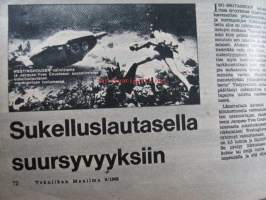 Tekniikan maailma 1965 nr 9, sis. mm. seur. artikkelit / kuvat / mainokset;        Palomisten lentävä silmä, Sukelluslautasella suursyvyyksiin, Veneen