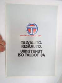 Talbot Talviauto. Kesäauto. Uudistunut iso Talbot 84 -myyntiesite