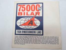 75 000 bilar från rymdteknikens land - Alltsedan 1949 har Oy Konela Ab importerad sovjetiska bilar till vårt land... Moskvitsh Elite, Jalta ZAZ 965 AE, Volga M-21