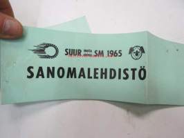 Suur moto cross SM 1965 / Sanomalehdistö -hihanauha (kartonkia)