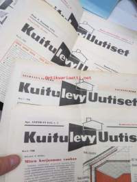 Kuitulevy Uutiset 1958 numerot 1-4, monipuolinen tietopaketti rakenteista, työstämisestä, työkaluista ym.