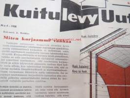 Kuitulevy Uutiset 1958 numerot 1-4, monipuolinen tietopaketti rakenteista, työstämisestä, työkaluista ym.