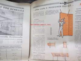 Kuitulevy Uutiset 1958 numerot 1-4, monipuolinen tietopaketti rakenteista, työstämisestä, työkaluista ym.