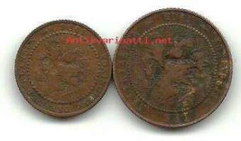 Hollanti 1 cent 1906 ja 2,5 cent 1905 - ulkomainen kolikko