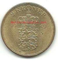 Tanska 2 kr 1949  - ulkomainen kolikko