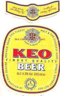 Keo Beer  Cyprus - olutetiketti