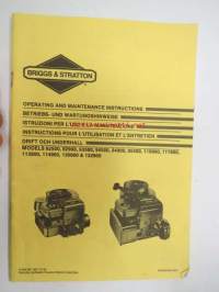 Briggs &amp; Stratton Operating and maintenance Instructions for Models 92500, 92900, 93500, 94500, 95500, 110900, 111900, 113900, 114900, 130900 &amp; 132900