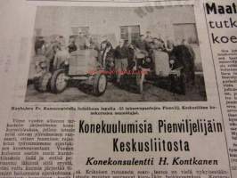 Maaseudun Koneviesti 1956 / 1, 18.1.1956 sis. mm. seur. artikkelit / kuvat / mainokset; Perkins P-sarja, Härmä oja-aura, Kirjavalan matkareki, Hankmo 21, 25