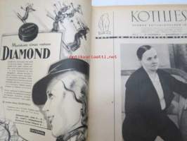 Kotiliesi 1937 nr 5 maaliskuu I, sis. mm. seur. artikkelit / kuvat / mainokset; Kansikuva piirtänyt Lea Jännes, Kaisa Kallio, Asuntoihanteet - ja asunnot -