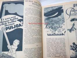 Kotiliesi 1935 nr 8 huhtikuu II, Käsityö -liite mukana ( ryijy-aihettta). Kansikuva Martta Wendelin (tyttö ja pajunkissat) Puijo tulitikut, Partolan Kenkätehdas