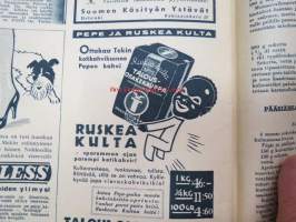 Kotiliesi 1935 nr 8 huhtikuu II, Käsityö -liite mukana ( ryijy-aihettta). Kansikuva Martta Wendelin (tyttö ja pajunkissat) Puijo tulitikut, Partolan Kenkätehdas