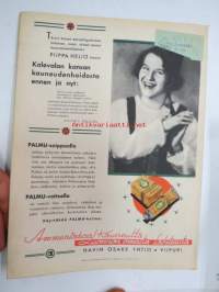 Kotiliesi 1935 nr 8 huhtikuu II, Käsityö -liite mukana ( ryijy-aihettta). Kansikuva Martta Wendelin (tyttö ja pajunkissat) Puijo tulitikut, Partolan Kenkätehdas