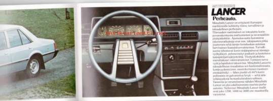 Mitsubishi myyntiesite - Colt, Lancer, Galant, Galant Farmari, Sapporo. 21 x 10,5 cm.