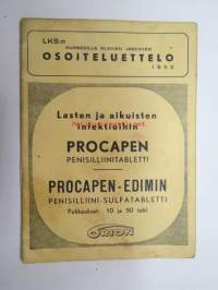 LKS:n (Lääketieteen Kandidaattiseuran, Helsinki) kursseilla olevien jäsenten osoiteluettelo 1952