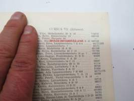 LKS:n (Lääketieteen Kandidaattiseuran, Helsinki) kursseilla olevien jäsenten osoiteluettelo 1952