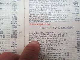 LKS:n (Lääketieteen Kandidaattiseuran, Helsinki) kursseilla olevien jäsenten osoiteluettelo 1952