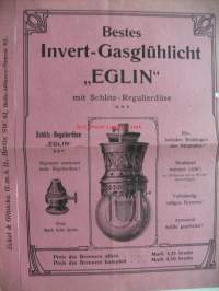 Bestes Invert-Gasgluhlicht EGLIN ja Versandshaus M Liemann   Berlin 1908-  mainoslehtinen  2 kpl